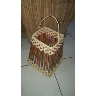 Imagem de Lustre palha e bambu quadrado - Loja do hippie