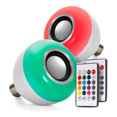 Imagem de Lampada Led Colorido Caixinha De Som Bluetooth C/ Controle - Rgb Led