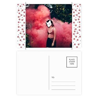 Imagem de Pink Fog Head Girl Florestal Science Nature Scenery Christmas Flower Celebration Cartão postal Blessing Mailing Card