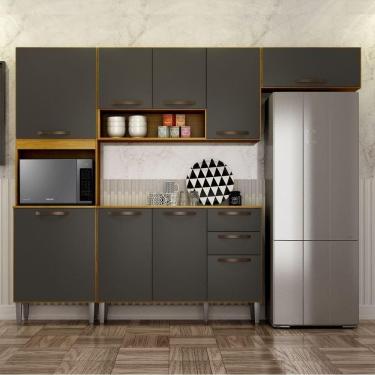 Imagem de Cozinha Compacta 9 Portas 2 Gavetas Maisa CHF Cinamomo/Grafite