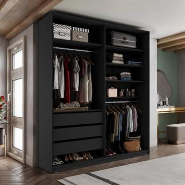 Imagem de Closet Solteiro 100% Mdf Bp 159,5cm 3 Gavetas Monreale Preto