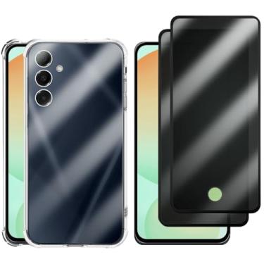 Imagem de Kit Capa + 2 Películas de Privacidade 3D para Samsung Galaxy S24 FE | Anti-Impacto | Transparente | Capinha Transparente + Película Anti Espião Para Samsung Galaxy S24 FE