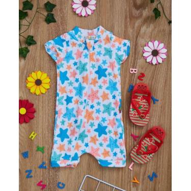 Imagem de Macacão Curto Bebê de Malha Canelado - Kambai, 3, Estrelas do mar