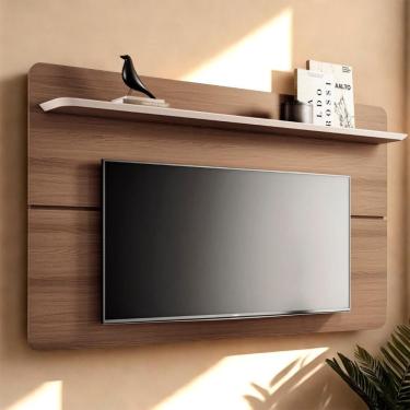 Imagem de Painel Tv 70 Pol 180cm Suspenso Curv Castanho/off White - Hb Móveis