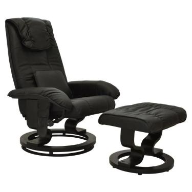 Imagem de Poltrona Do Papai Massageadora Elétrica Com Puff Louis R02 Sintético Preto - Mpozenato