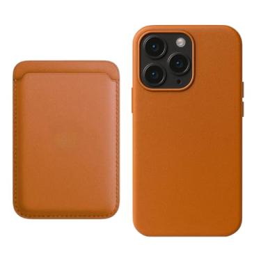 Imagem de Kit Case Capinha Capa Couro Premium Bordas Elevadas e Carteira Porta-cartão Magnético com proteção Anti Clonagem Para iPhone (Marrom, iPhone 16 Pro)
