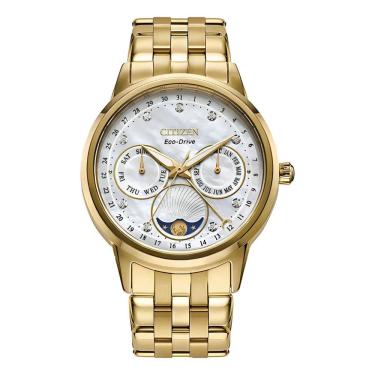 Imagem de Relógio Citizen Feminino Ref: Fd0002-57d Solar Dourado Multifunção Eco-Drive