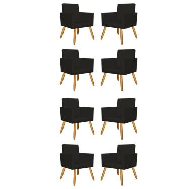 Imagem de Kit 8 Poltronas Courino Preto