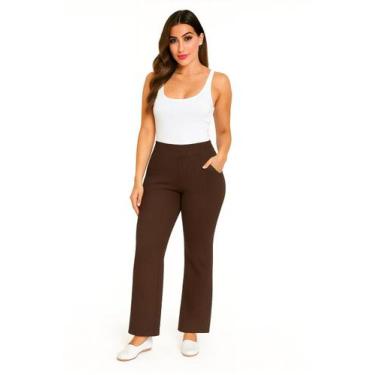 Imagem de Calça suplex feminina jacquard Buble - texturizado Cor:MarromTamanho:M