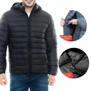 Imagem de Jaqueta Masculina Bobojaco Impermeável Puffer Corta Vento Nylon Capuz 