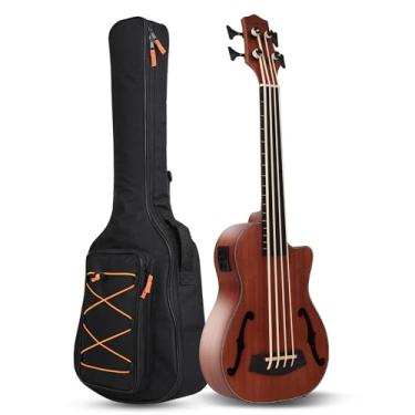 Imagem de Batking Basss sem trastas, baixo ukulele elétrico barítono de 30 polegadas, ukulele baixo elétrico acústico com bolsa para show