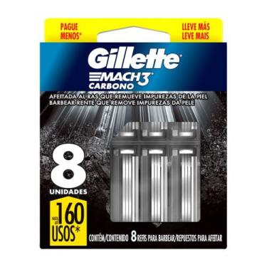 Imagem de Carga para Aparelho de Barbear Gillette Mach3 Carbono 8 Unidades, 8