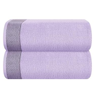 Imagem de Belizzi Home Pacote com 2 lençóis de banho grandes de algodão 89 x 187 cm, lençol de banho grande, ultra absorvente, compacto, ecológico e 100% reciclável, secagem rápida e toalha leve - roxo