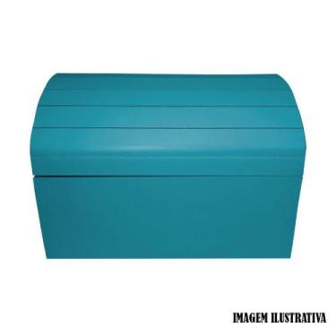 Imagem de Baú Ripado Tamanho M 23cm Mdf Madeira Pintado - ATACADÃO DO ARTESANATO