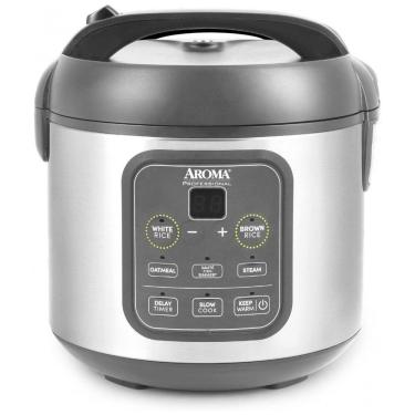 Imagem de Panela de Arroz Elétrica até 8 xícaras não Cozidas com Painel de Controle, 110V 450W, Aroma Housewares 994SG, Cinza