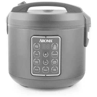Imagem de Panela de Arroz Elétrica até 12 xícaras não Cozidas com Painel de Controle, 110V, AROMA 966BD, Preta
