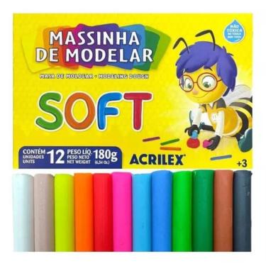 Imagem de Massinha De Modelar Massa Escolar Acrilex 12 Cores
