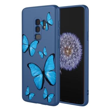 Imagem de KOARWVC Capa de celular para Galaxy S9 Plus, SM-G965U Samsung S9+ capa fofa com estampa de borboleta, fina, protetora, macia, amortecedora, capa de telefone para Samsung Galaxy S9 + borboleta azul