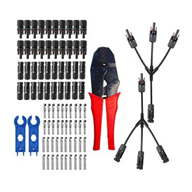 Imagem de 20 Pares de Conectores Cabo Painel Solar Masculino Feminino com Alicate Crimpagem 1 para 3 Conector Ramal Tipo Y Chave Ferramenta Montagem Fotovoltaico IP67 Acessórios DIY