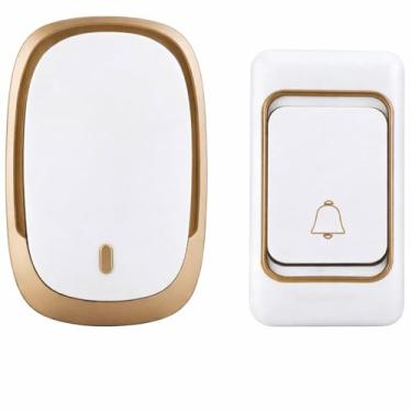 Imagem de Campainha Sem Fio Residencial Bivolt, Longo Alcance, 36 Tipos de Toques, Comunicação com Idosos, Leve e Resistente (Dourado)