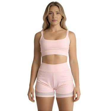 Imagem de Conjunto de Short Duplo Fitness Academia Treino Feminino-Feminino