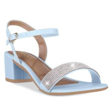 Imagem de Sandalia Feminina Salto Baixo Bloco Grosso Casual Confortavel Moda Brilho Strass-Feminino