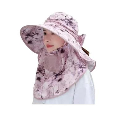 Imagem de Chapéu De Sol Feminino Com Aba Larga E Proteção UV, Máscara Facial Des