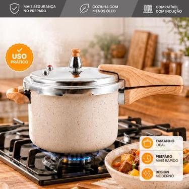 Imagem de Panela de Pressão Creme 4,2L Moderna para Cozinha Dia a Dia - DOLCE HO