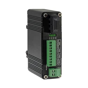 Imagem de Elenzk Conversor de fibra industrial Serial RS232 RS485 RS422 para conversor de fibra bidirecional de alta velocidade RS232 RS485 modem óptico SC monomodo 20 km 1310nm Serial preto IRS93SC20 Serial over Fiber Converter