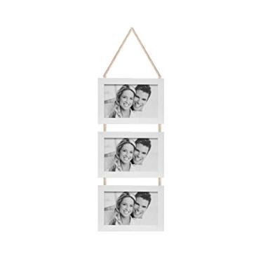Imagem de Porta Retratos Trio Com Cordão Para 3 Fotos 10x15cm Kapos Branco