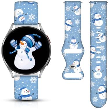 Imagem de Pulseiras de relógio de Natal e Dia das Bruxas compatíveis com Samsung Galaxy Watch 40 mm, 41 mm, 42 mm, 44 mm, 45 mm, 46 mm, pulseira de silicone de substituição de 20 mm para Galaxy Watch 5 / Watch 5 Pro / Watch 4 / Watch 4 Classic / Watch 3 (boneco de neve)