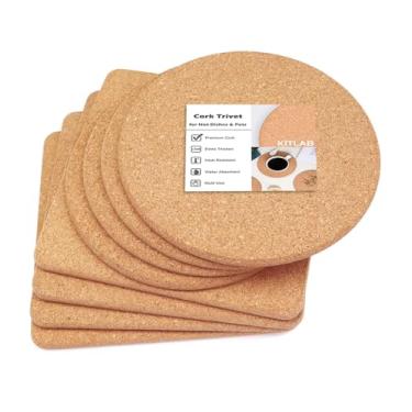 Imagem de KITLAB Trivet de Cortiça, Trivets de Cortiça Grossa de Partículas Finas de Alta Densidade para Pratos Quentes, Porta-Copos de Cortiça Resistente Ao Calor de 8", Jogos Americanos de Cortiça Almofadas Q