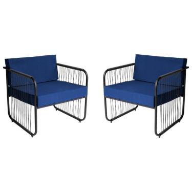 Imagem de Conjunto 2 Poltronas para Sala de Estar Córdova em Aço Carbono e Fibra Sintética Acesse Móveis