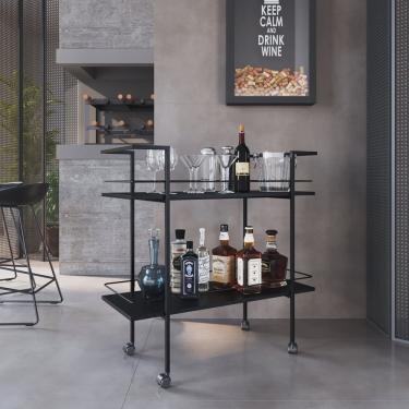 Imagem de Carrinho Bar Estilo Industrial com 2 Prateleiras