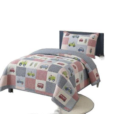 Imagem de Kit Cobre Leito Colcha Bouti Solteiro Infantil 2 Peças - Carros - 100%