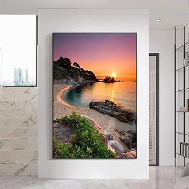 Imagem de Mondi Art Store Palmeira da praia do mar. Imagens de paisagem de praia em tela. Imagem impressa em tela e pôster. Para sala de estar, quarto, decoração de casa - 70 x 100 cm, sem moldura