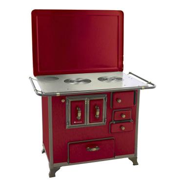 Imagem de Fogão A Lenha Barroco Venâncio 03 Gabinete Com Tampa Vermelho Intenso 3bgetvr