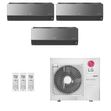 Imagem de Ar-Condicionado Multi Split Inverter LG 30.000 (1x Evap HW Artcool 7.000 + 1x Evap HW Artcool 12.000 + 1x Evap HW Artcool 18.000) Quente/Frio 220V