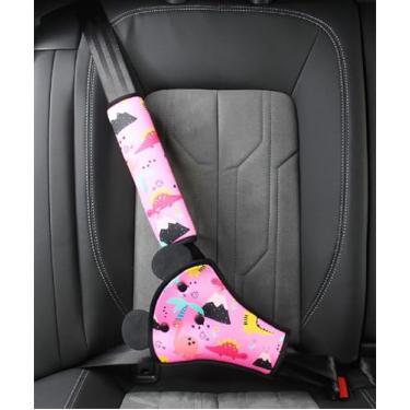 Imagem de Capa para cinto de segurança infantil, acolchoamento protetor de ombro e barriga - Capa de almofada de alças hipoalergênicas macias e respiráveis para assento elevatório, carrinhos de bebê e cadeiras