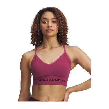 Imagem de Under Armour Sutiã esportivo Vanish sem costura de baixo impacto, Crepúsculo fúcsia/marrom escuro, G