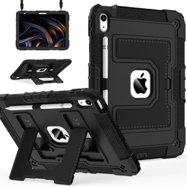 Imagem de Scnioy Capa para iPad (A16) 11ª geração 11 polegadas 2025, iPad 10ª geração 10,9 polegadas 2022, capa resistente I Pad 10ª geração com suporte grande para caneta alça de ombro, preta