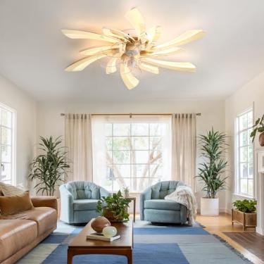 Imagem de Ventilador de teto com luz e controle remoto Ventilador de teto silencioso moderno com luz cromada LED regulável de 6 velocidades Ventiladores de teto inteligentes reversíveis com lâmpadas p