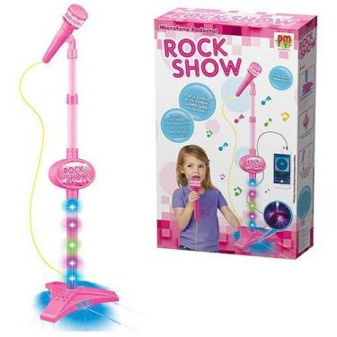 Imagem de Brinquedo Microfone Pedestal Infantil Musical - DM TOYS, Rosa
