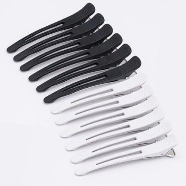 Imagem de 12 clipes de corte de cabelo para pentear grampos antiderrapantes com bico de pato para cabelos grossos e finos, qualidade profissional de salão unissex