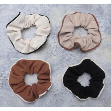 Imagem de 4 peças de prendedores de cabelo coloridos vintage de cetim para rabo de cavalo macios sem danos, acessórios para mulheres, sem vincos, espessos, finos, longos e encaracolados