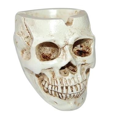 Imagem de Cinzeiro de caveira em forma de caveira em resina recipiente de cinzeiro adereços de Halloween ornamento doméstico esqueletos estatuetas como fumo gótico