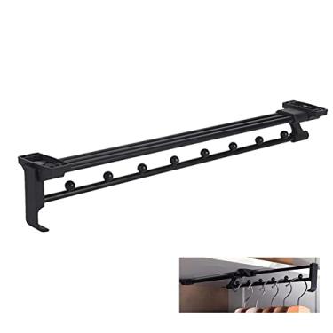 Imagem de Organizador de trilho retrátil para guarda-roupa, cabide de metal para cachecol, calças, meias e vestuário - Armazenamento extraível com economia de espaço (tamanho: 455 mm)
