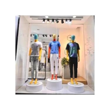 Imagem de Suportes de exibição brancos para lojas de roupas, boutiques e lojas de noivas - Suportes de pedestal cilíndrico para manequins, sapatos, bolsas e bonecos - Base de plataforma de 50 x 20 cm