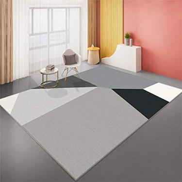 Imagem de Tapete de área para sala de estar, macio, simples, geométrico, antiderrapante, estampado, lavável, quarto, sala de estudo, quarto das crianças, varanda, sofá, casaco, 80160 cm