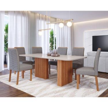 Imagem de Sala de Jantar Ester 180cm com 6 Cadeiras Clarice Wood Cinamomo/Off White/Mad/Grafite